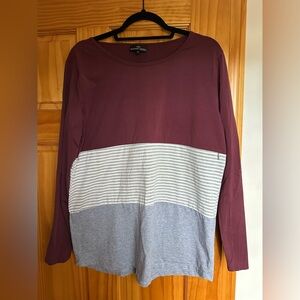 NURSING QUEEN LONG SLEEVE COTTON NURSING TOP- 3 BLOCK- WINE Size M